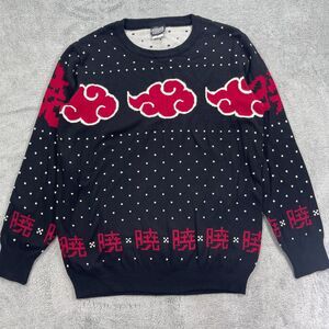 Naruto Shippuden Sweater Men L Black Ripple Junction Akatsuki Cloud Holiday